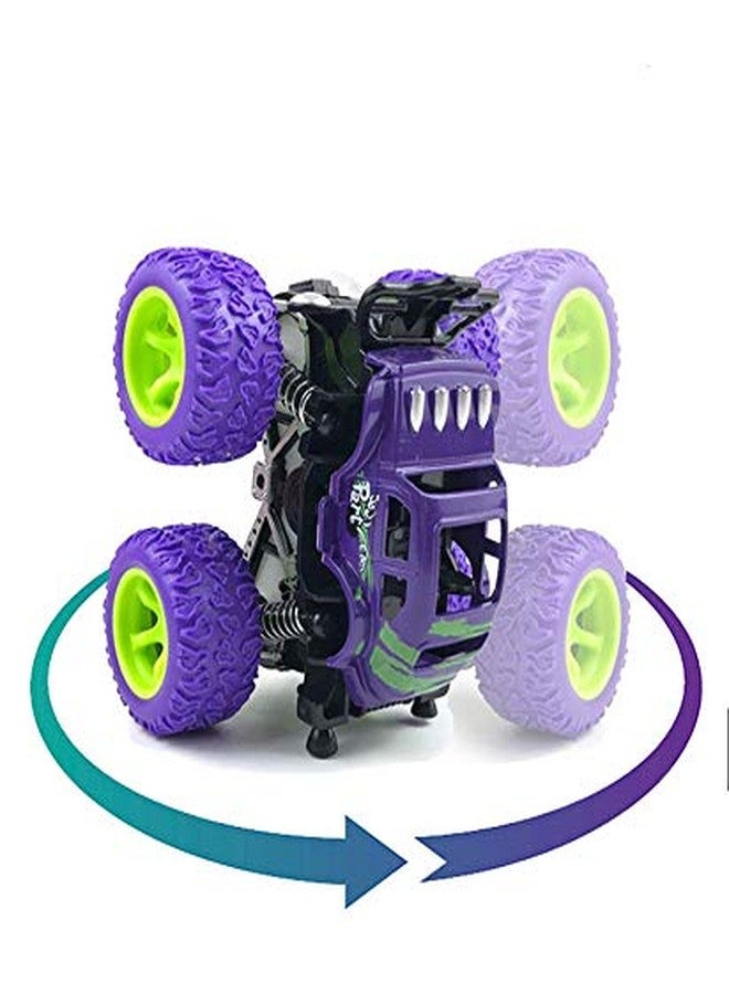 PULSBERY لعبة شاحنة الوحش PULSBERY رباعية الدفع، اسحب للخلف وانطلق، سيارة زحف صخرية بزاوية 360 درجة، دفع رباعي، مركبات وحشية تعمل بالاحتكاك المزدوج/شاحنة صغيرة للأطفال، أفضل هدية للأطفال (بنفسجي) - Image 4